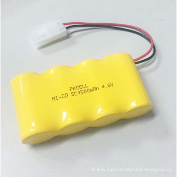 PKCELL NI-CD SC1500mAh 4.8V Rechargeable Battery Pack with Tape Interface